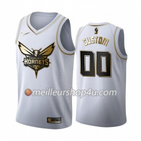 Maillot Basket Homme Charlotte Hornets Personnalisé 2019-20 Nike Blanc Golden Edition Swingman